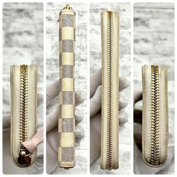 Authentic Louis Vuitton Damier Azur Clemence Zippy Wallet Rose Ballerine Pink - Picture 6 of 13